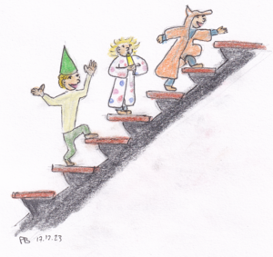 Trois mignons dans l'escalier (Dec 17, 2023)